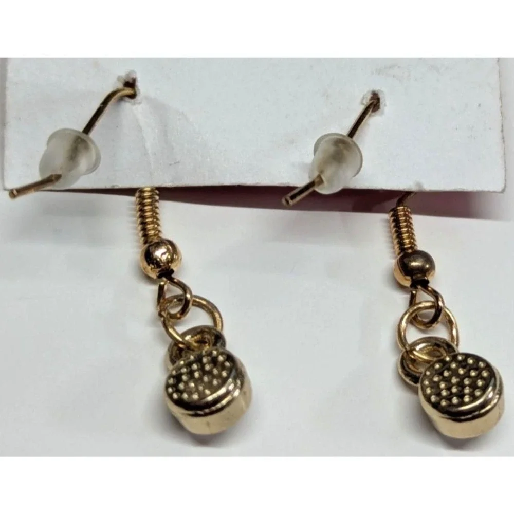New Gold-Tone Dangle Drop Earrings Sparkling Clear Stones Lt Weight Minimalist